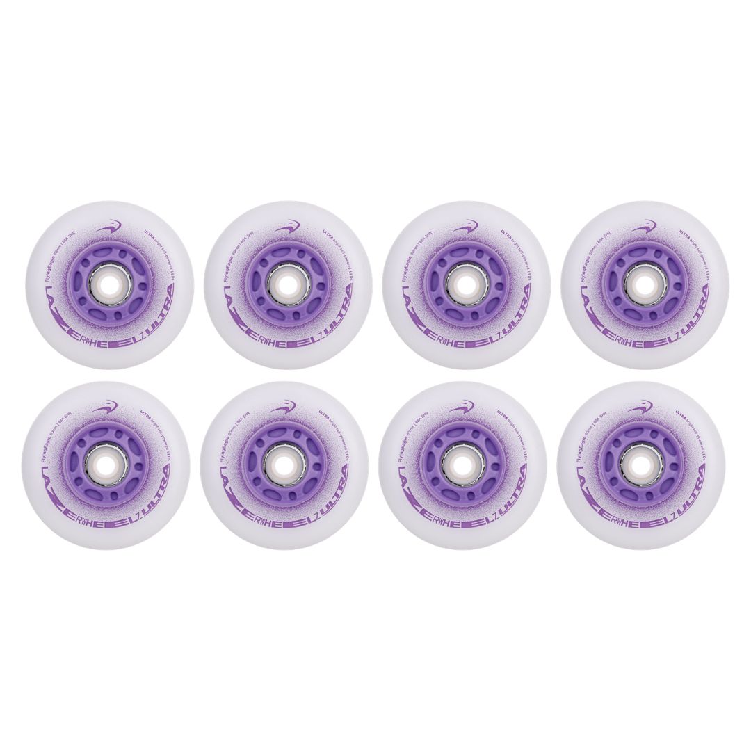 Flying Eagle Light Up LED Lazer Wheels Inline Wheels 88A Purple 8 Pack - Lucky Skates 