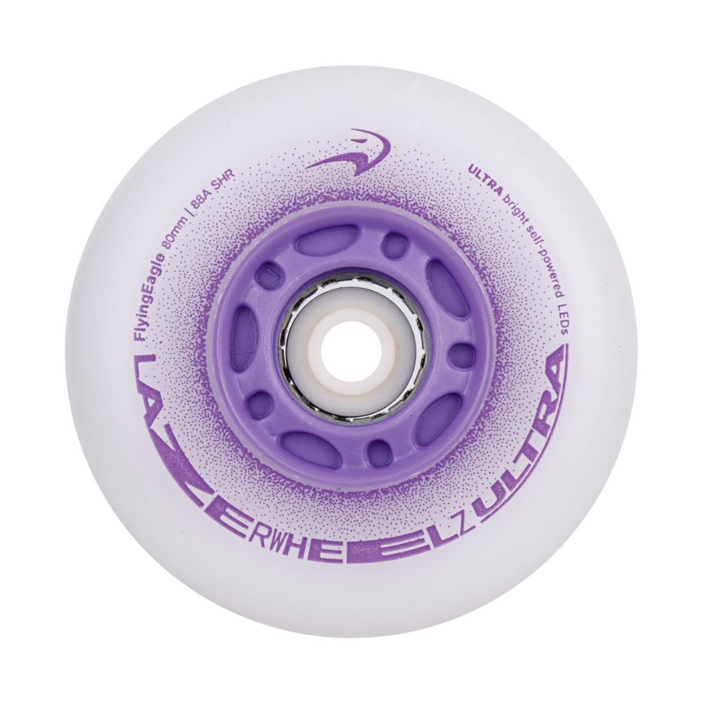 Flying Eagle Light Up LED Lazer Wheels Inline Wheels 88A Purple - Lucky Skates 