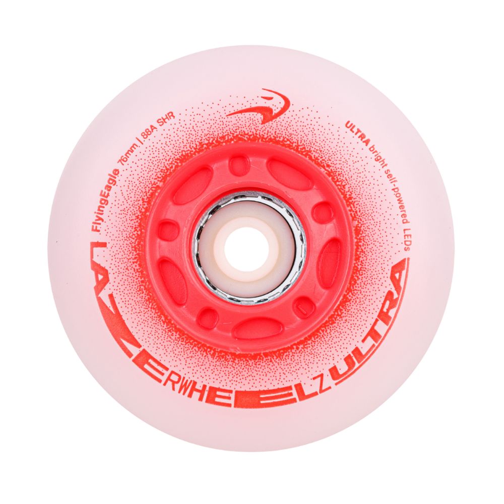 Flying Eagle Light Up LED Lazer Wheels Inline Wheels 88A Red - Lucky Skates 