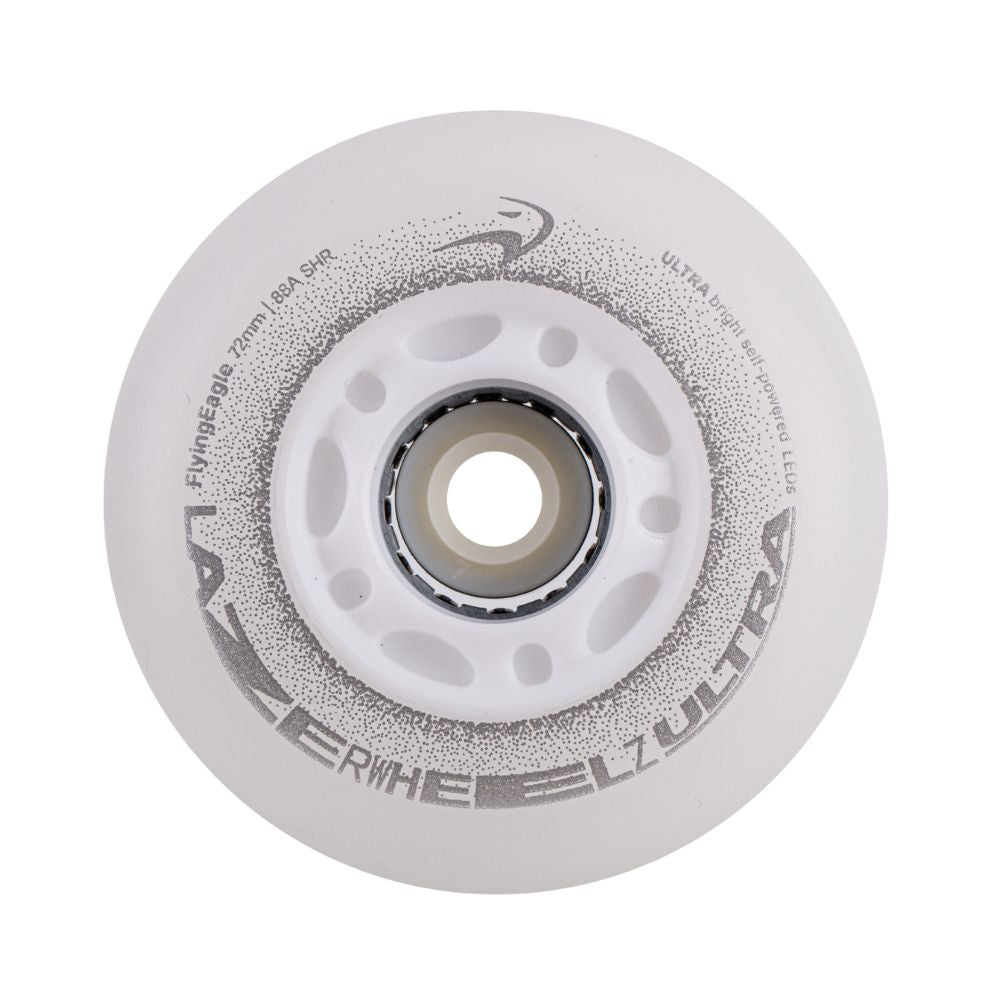 Flying Eagle Light Up LED Lazer Wheels Inline Wheels 88A White - Lucky Skates 