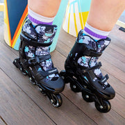 Kids Adjustable Flying Eagle NT2 Nacht Black Teal Inline Skates - Lucky Skates 