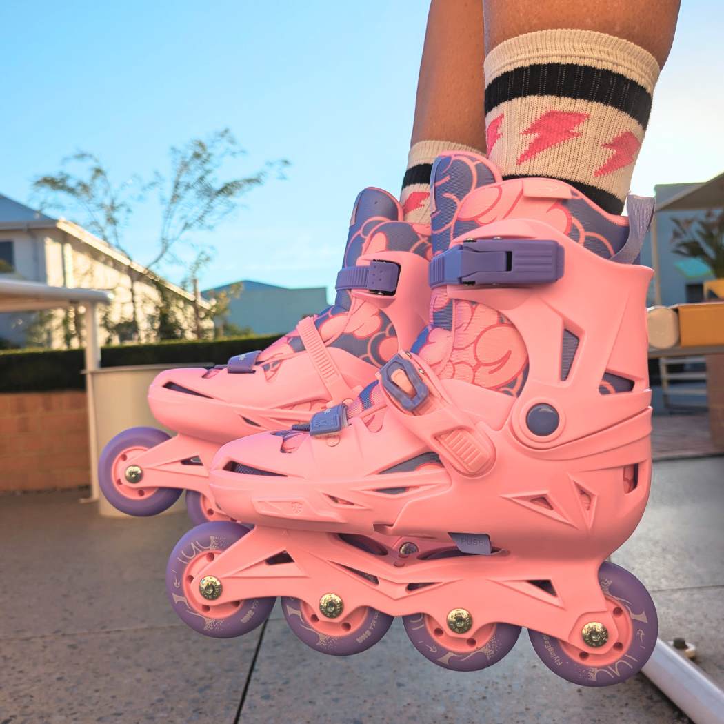 Kids Adjustable Flying Eagle NT2 Nacht Pink Purple Inline Skates - Lucky Skates 