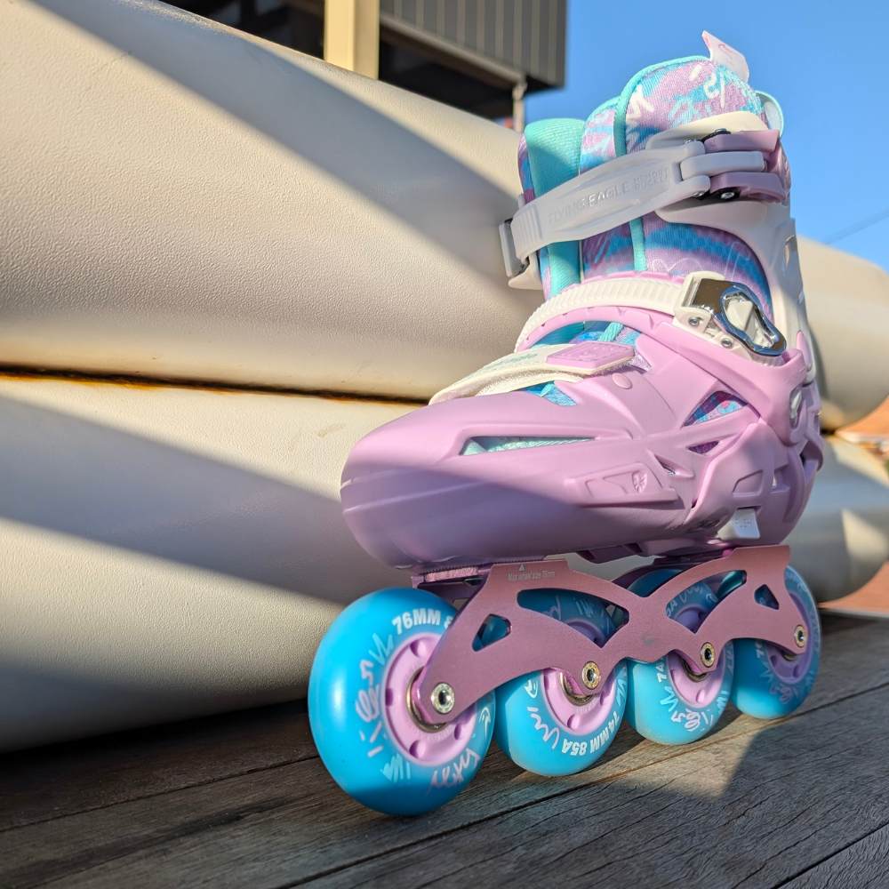 Flying Eagle S5 Pro Buzz Purple Children's Adjustable Inline Skates Purple teal Aqua - Lucky Skates 