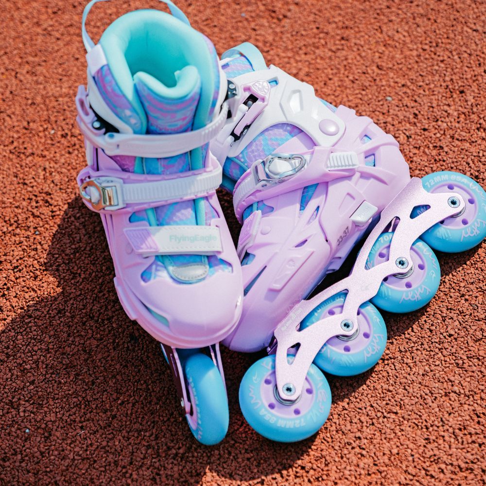 Flying Eagle S5 Pro Buzz Purple Children's Adjustable Inline Skates Purple teal Aqua - Lucky Skates 