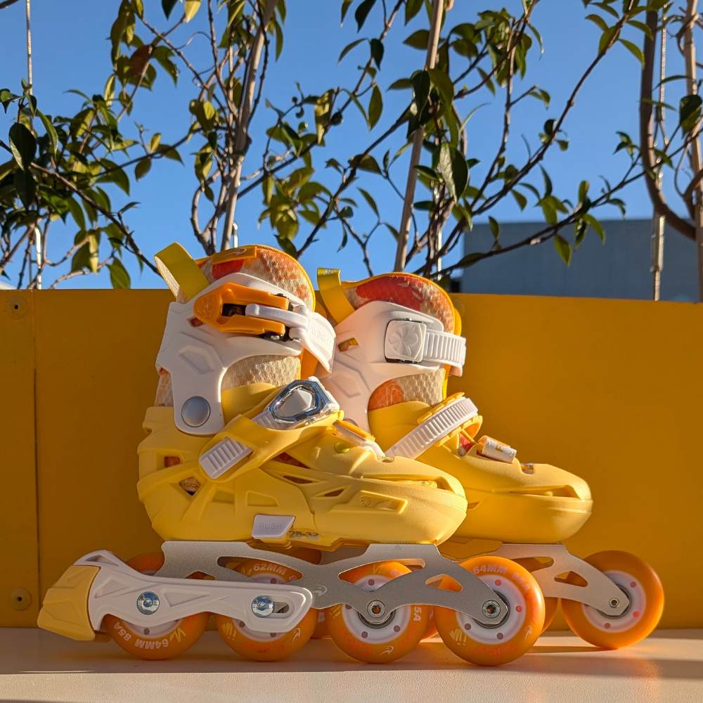 Flying Eagle S5 Pro Buzz Yellow Orange Children's Adjustable Inline Skates - Lucky Skates 