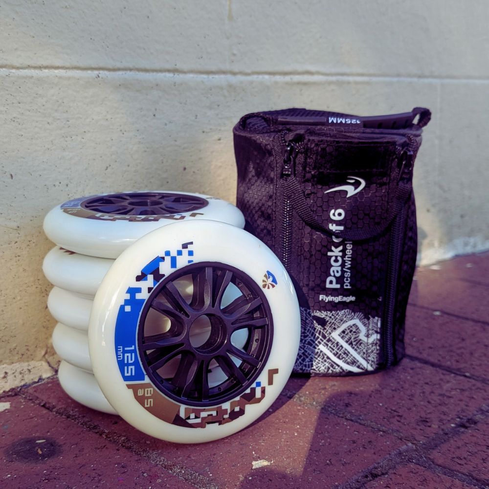Flying Eagle SHR White Speed Inline Wheels Urban 125mm 85A - 6 Pack - Lucky Skates 