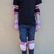 Flying Eagle Pink rainbow protective Padding Set Knee pads, elbow pads and wrist guards - Lucky Skates 