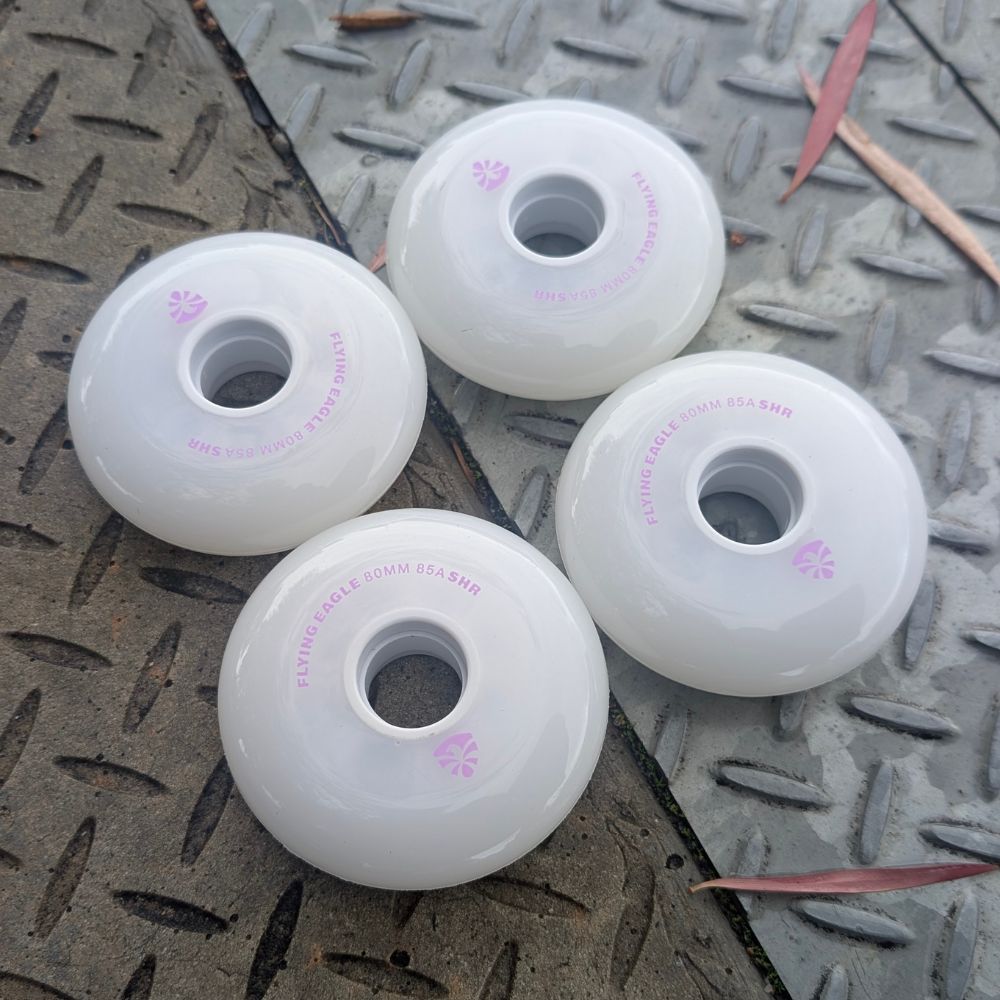 Flying Eagle X7 White Inline Skate Wheels 80mm 88A 4 Pack - Lucky Skates 