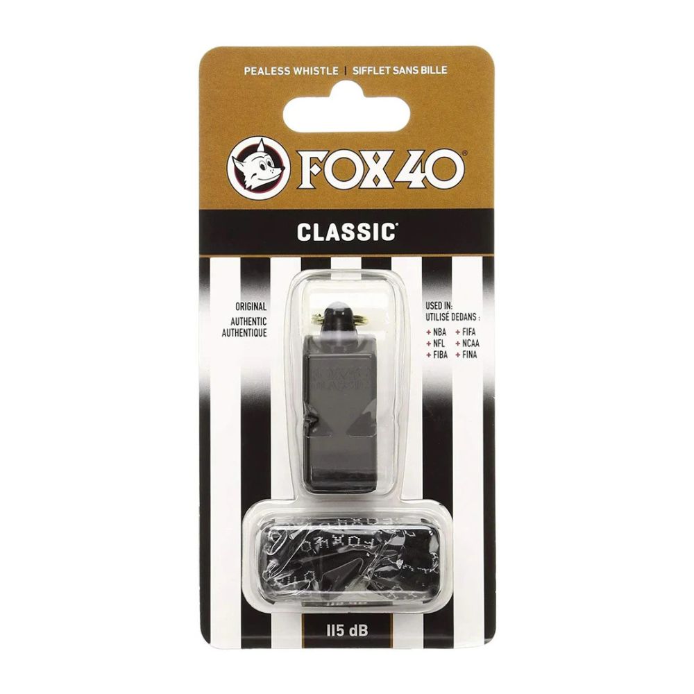 Fox 40 Black Classic Whistle with Black Lanyard Original - Lucky Skates 