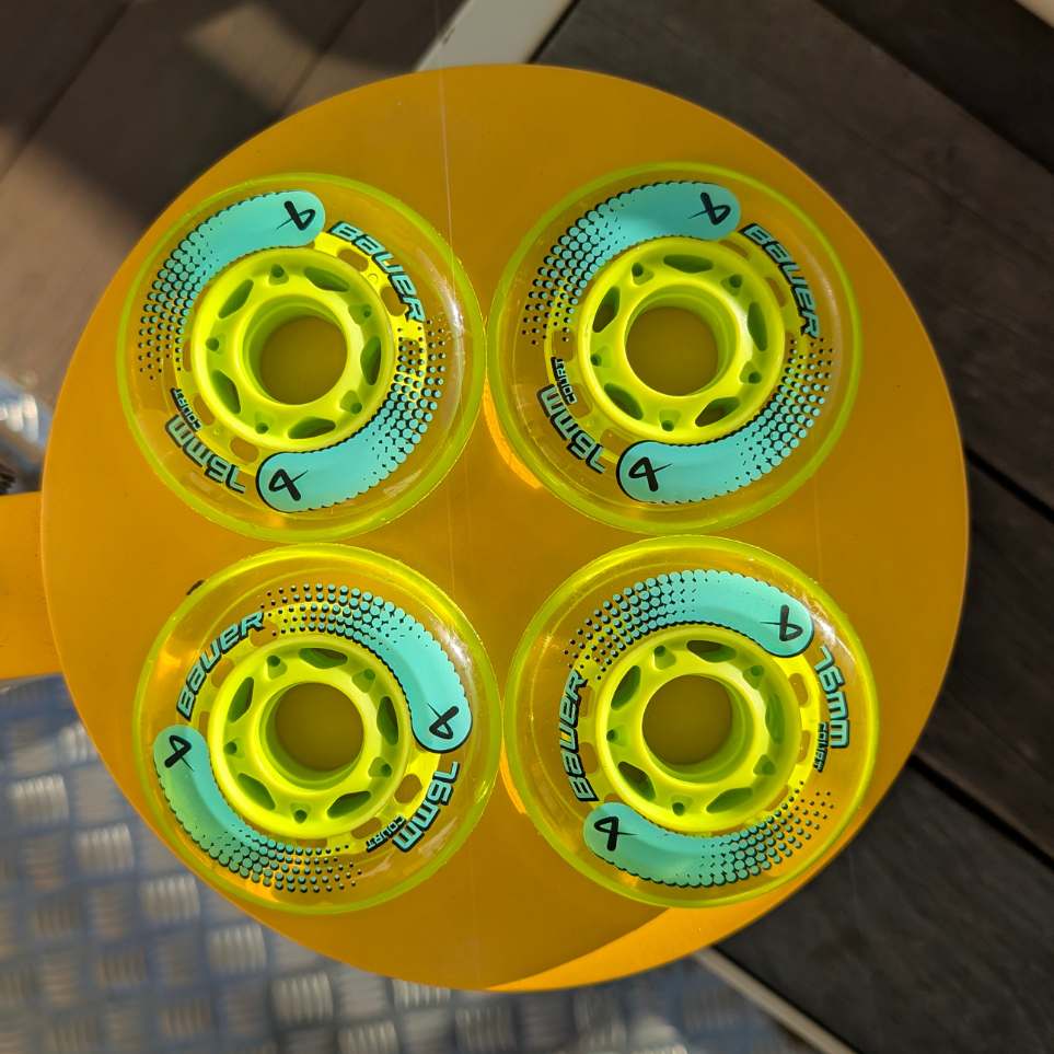 Bauer HiLo Court Inline Wheel Yellow 80mm 76A 4 Pack - Lucky Skates