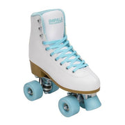 white blue high top rollerskate