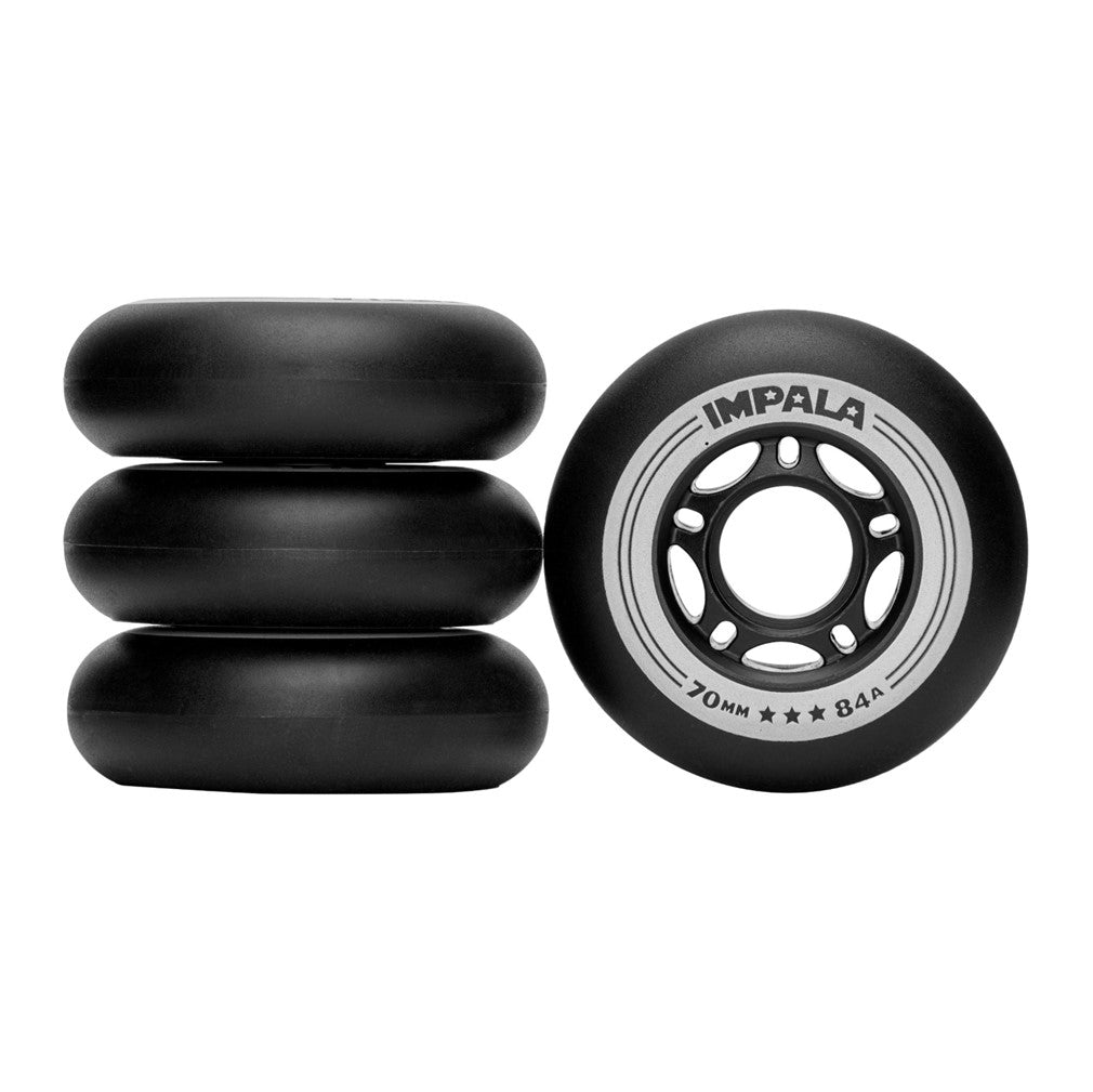 Impala Lightspeed Black Inline Wheels 70mm 84A - 4 Pack - Lucky Skates