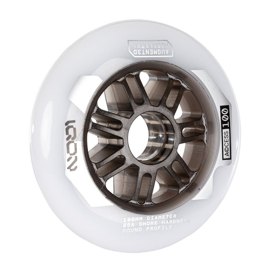 IQON Access 110mm Inline Skate Rollerblade Tri Skate Wheels White 85A - Lucky Skates 