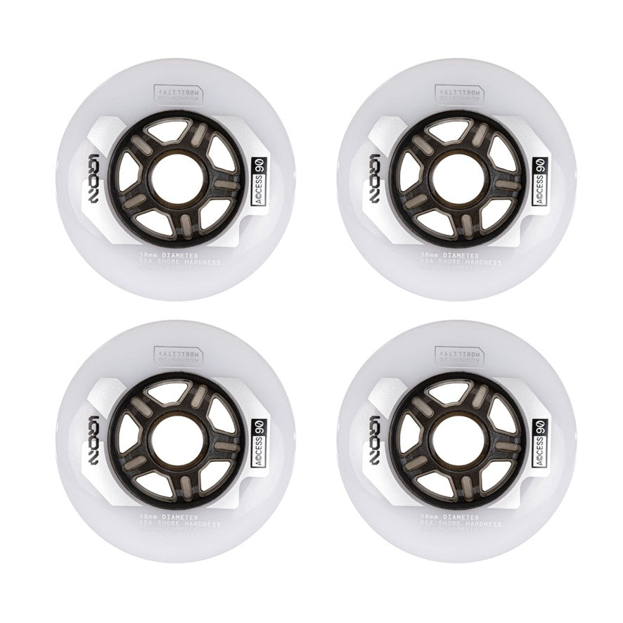 IQON Access 90mm Inline Skate Rollerblade White Wheels 85A - 4 Pack - Lucky Skates 
