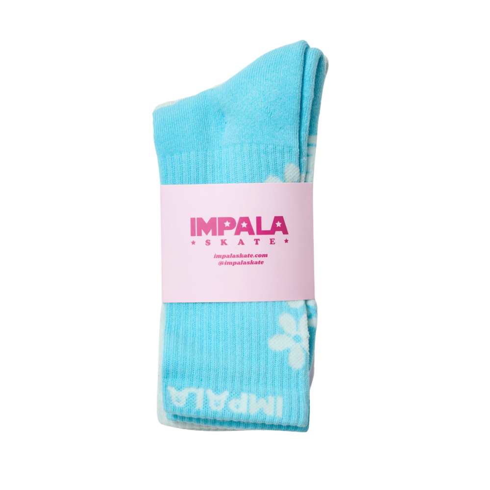 Impala Ditsy Blue Skate Socks 3 pack flowers - Lucky Skates 