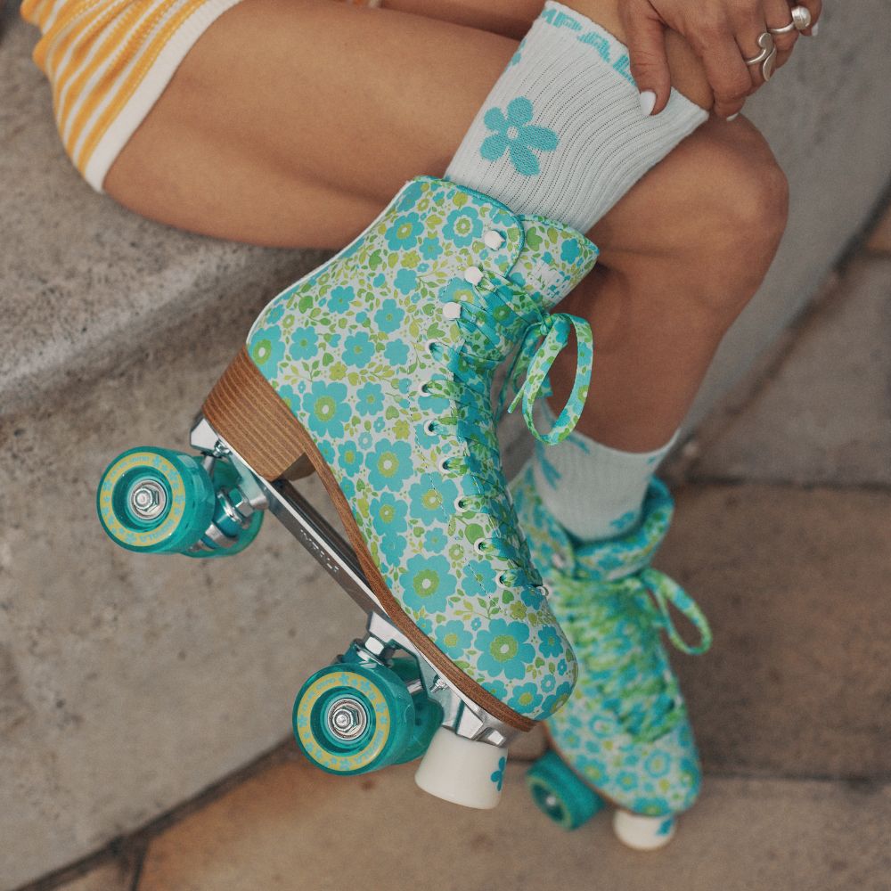 Impala Quad Roller Skates High Top Ditsy Blue Floral - Lucky Skates 