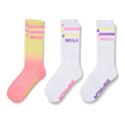 Impala Petal Skate Socks Pastel Pink Purple Yellow - 3 pack - Lucky Skates  