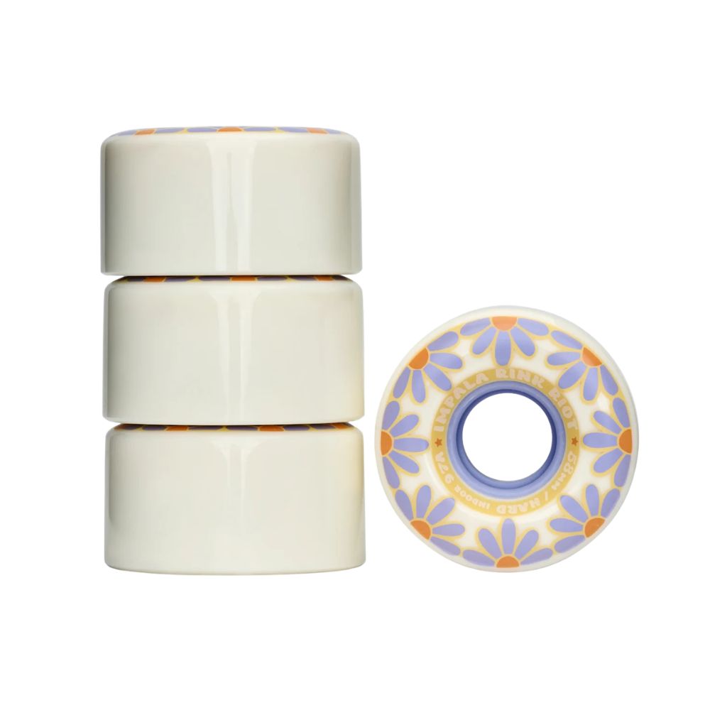 Impala Rink Riot Roller Skate Indoor Wheels 97A White Purple Flowers - Lucky Skates 