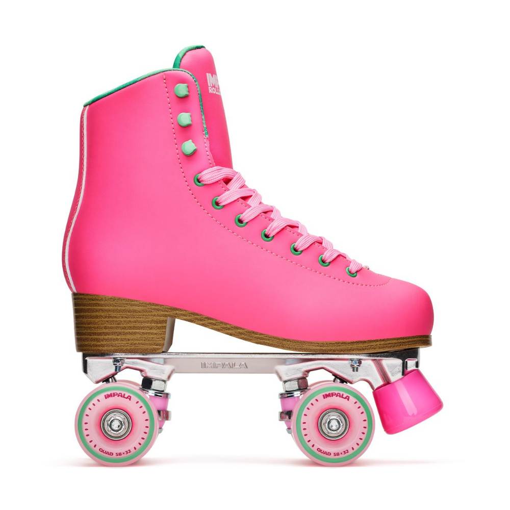Impala Watermelon Quad High Top Roller Skates Pink Green - Lucky Skates 