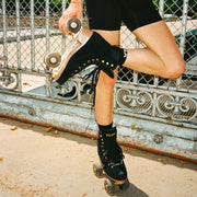 Impala Samira Black Night High Top Quad Artistic Roller Skates Leather Suede Black Gold - Lucky Skates 