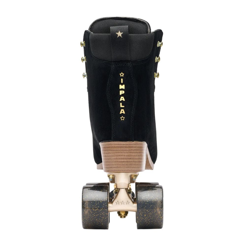Impala Samira Black Night High Top Quad Artistic Roller Skates Leather Suede Black Gold - Lucky Skates 