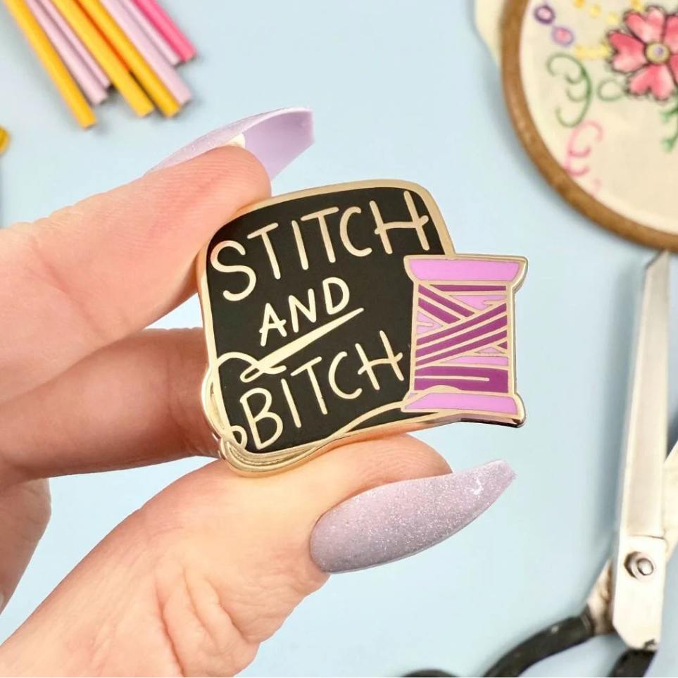 Sewing Stitch Bitch Craft Lapel Pin - Lucky Skates 