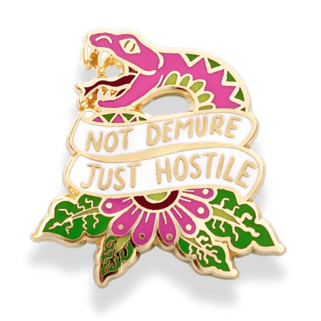 Jubly Umph Not Demure Just Hostile Snake Pin Lapel - Lucky Skates 