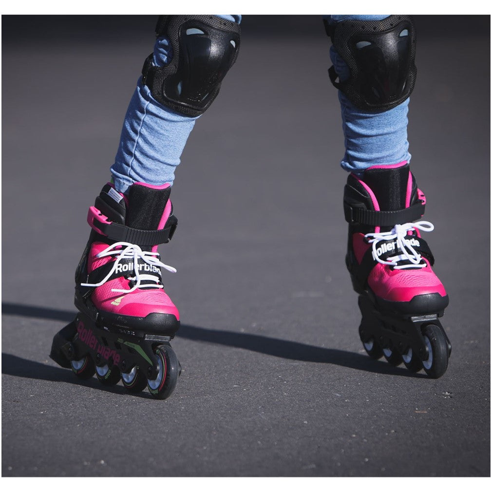 Kids Adjustable Rollerblade Microblade Pink/Light Green Inline Skates - Lucky Skates