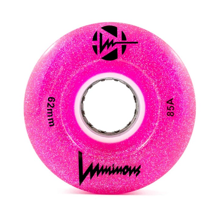 Luminous Light Up Quad Wheels Pink Glitter 85A - 4 pack - Lucky Skates