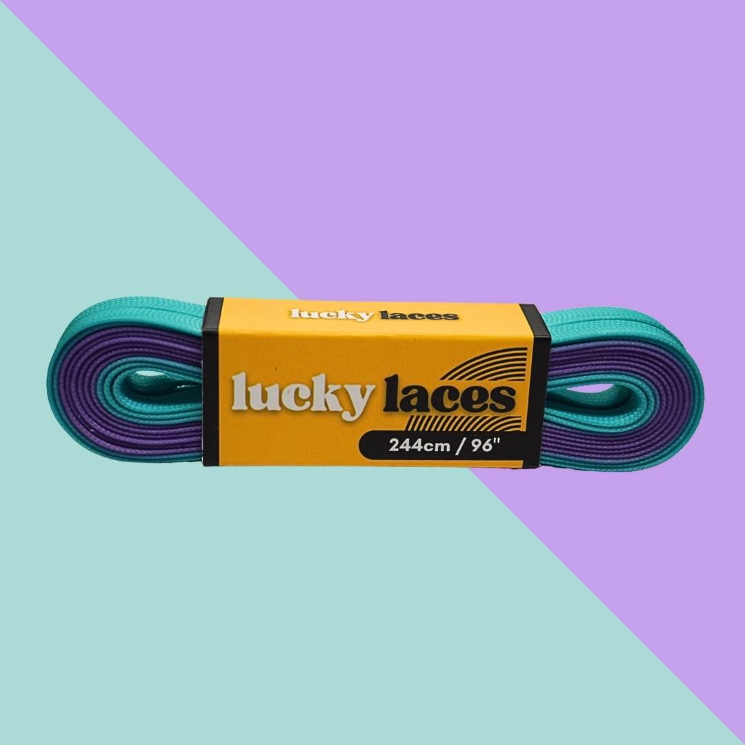 Lucky Laces Aqua Purple Duet Skate Laces Shoe Laces 54" (137cm), 72" (183cm), 96" (244cm) - Lucky Skates 