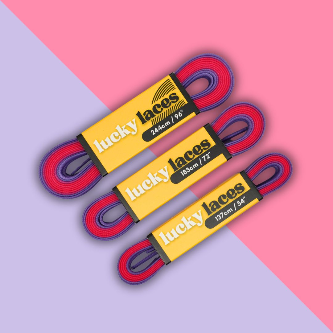 Lucky Laces Pink Purple Duet Skate Laces Shoe Laces 54" (137cm), 72" (183cm), 96" (244cm) - Lucky Skates
