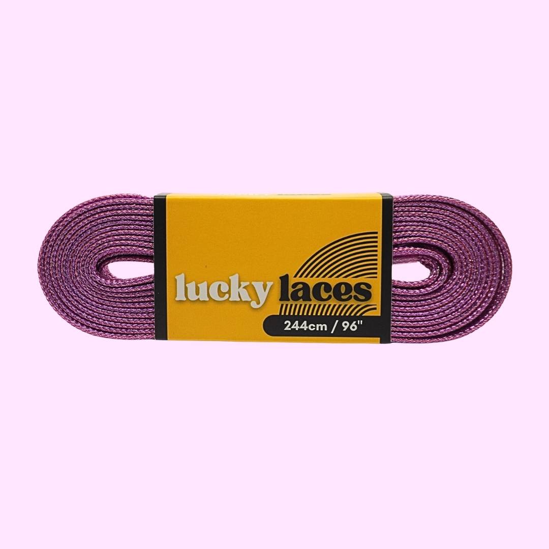 Lucky Laces Glitter Metallic Shoe Laces Skate Laces Pink Purple - Lucky Skates 