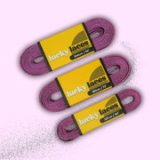 Lucky Laces Glitter Metallic Shoe Skate Laces Skate Laces Pink Purple 54 inch, 72 inch, 96 inch - Lucky Skates 