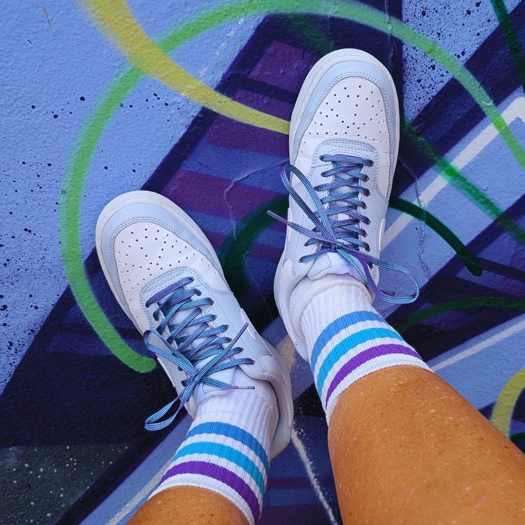 Lucky Laces Purple Teal Glitter Skate Laces Shoe Laces 54" (137cm) - Lucky Skates 