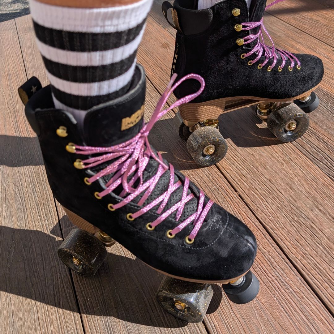 Lucky Laces Glitter Metallic Shoe Skate Laces High Top Skate Laces Pink Purple 96 inch - Lucky Skates 