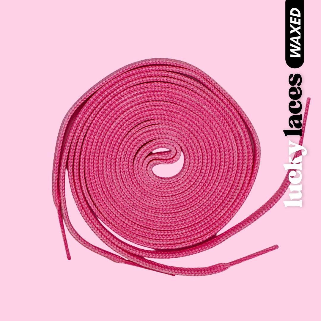 Lucky Laces Pink Frosting Waxed Laces Shoe Laces 54" (137cm), 72" (183cm), 96" (244cm) - Lucky Skates 