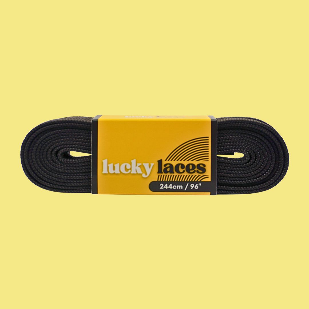 Lucky Laces Pitch Black Waxed Skate Laces Shoe Laces 96" (244cm) - Lucky Skates 
