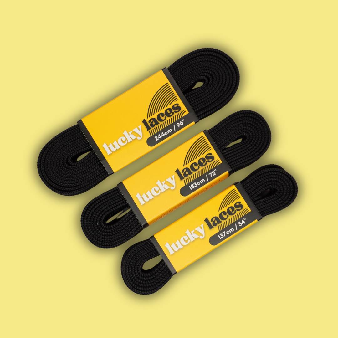 Lucky Laces Pitch Black Waxed Skate Laces Shoe Laces 54" (137cm), 72" (183cm), 96" (244cm) - Lucky Skates 