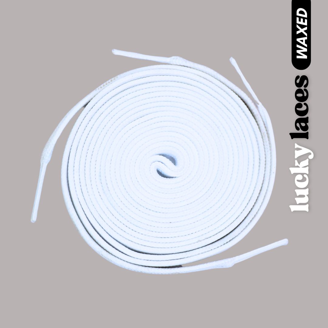 Lucky Laces White Cloud Waxed Skate Laces Shoe Laces 54" (137cm), 72" (183cm), 96" (244cm) - Lucky Skates 