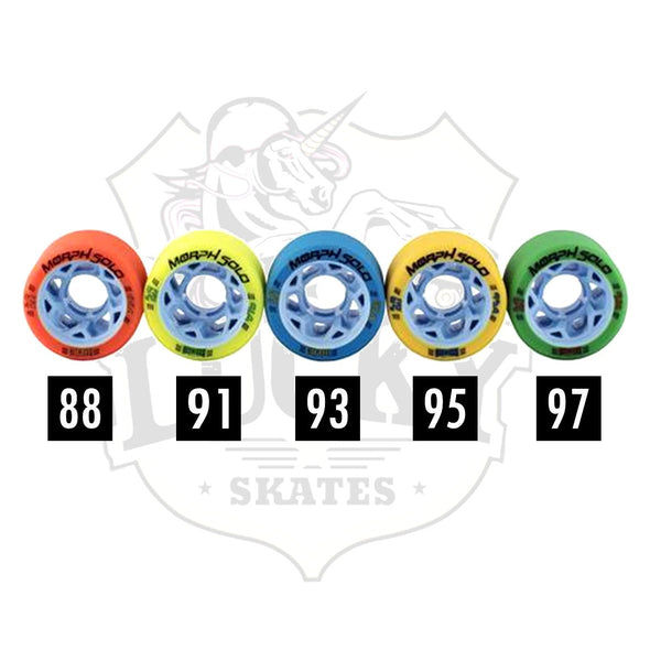 morph solo wheels in red, neon yellow, blue, yellow and green