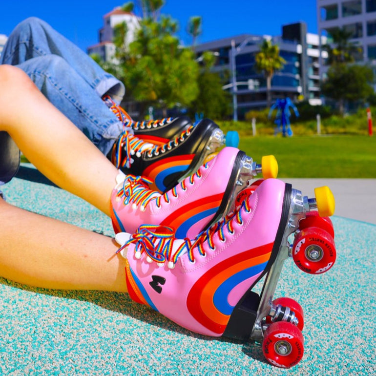 Moxi Rainbow Rider Roller Skates Pink Heart