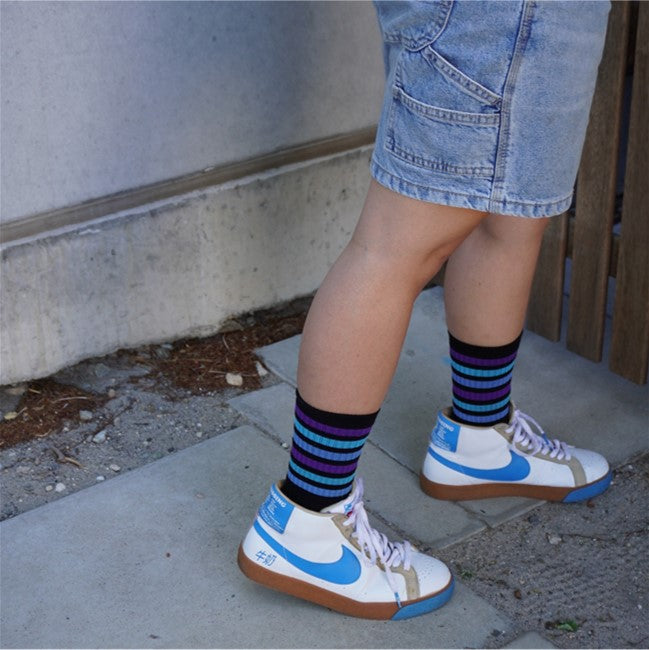 Old School Baby! Blueberry Blast Mid High Skate Socks - Lucky Skates