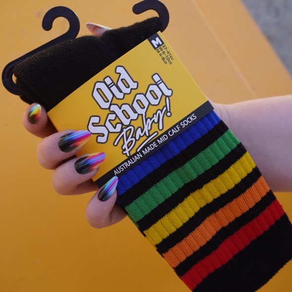 Old School Baby! Lucky Rainbow Mid High Skate Socks - Lucky Skates