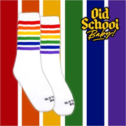 Old School Baby! Rainbow Dream Mid High Skate Socks - Lucky Skates