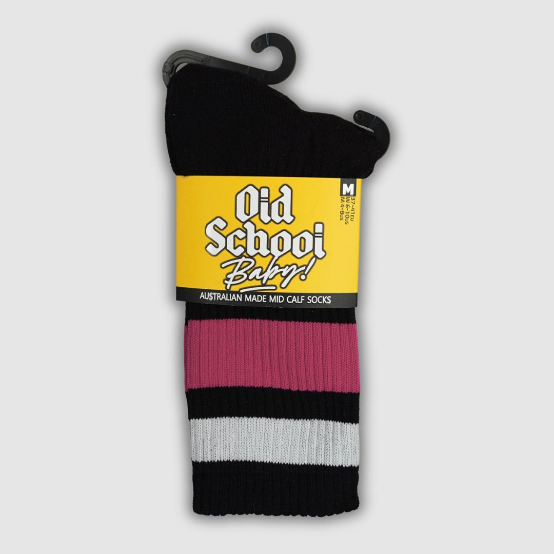 Old School Baby! Team Pink Mid High Skate Socks - Lucky Skates 