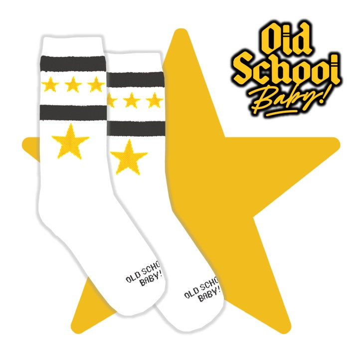 Old School Baby! Superstar Mid High Skate Socks - Lucky Skates