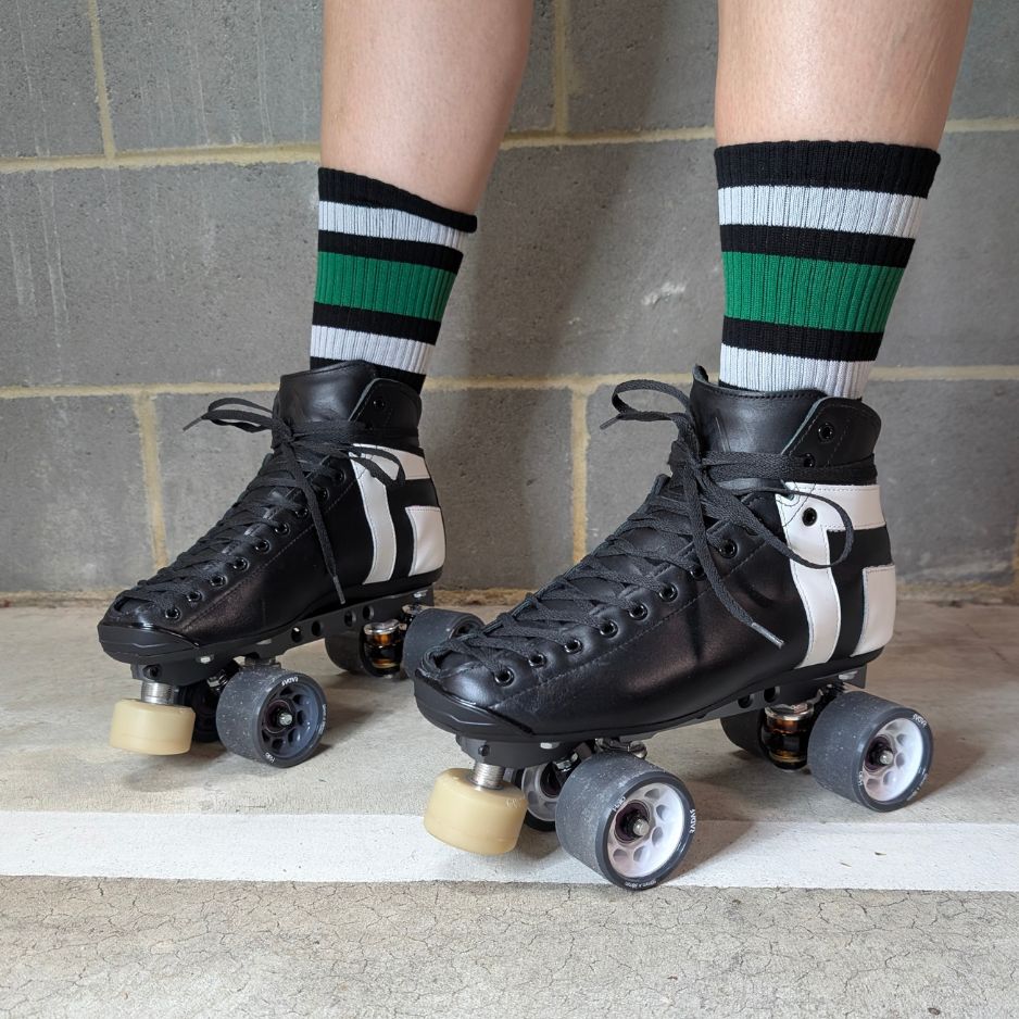 Old School Baby! Team Green Mid High Roller Skate Socks - Lucky Skates 