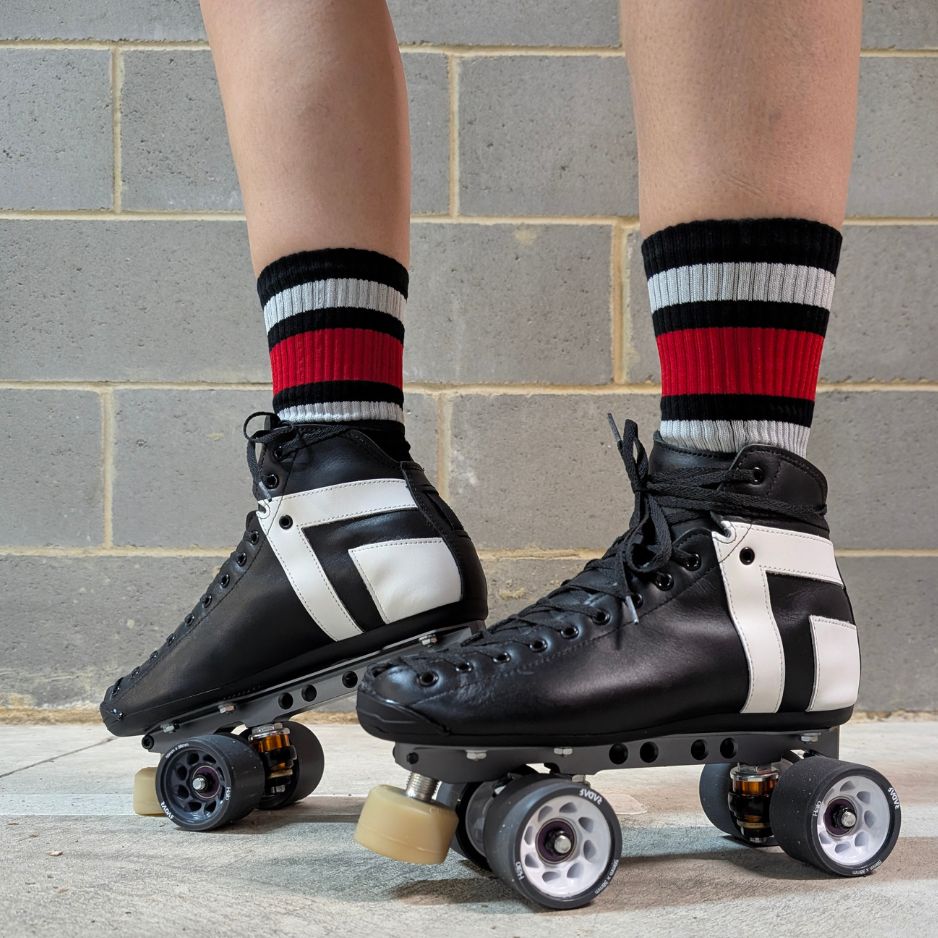 Old School Baby! Team Red Mid High Skate Socks - Lucky Skates 