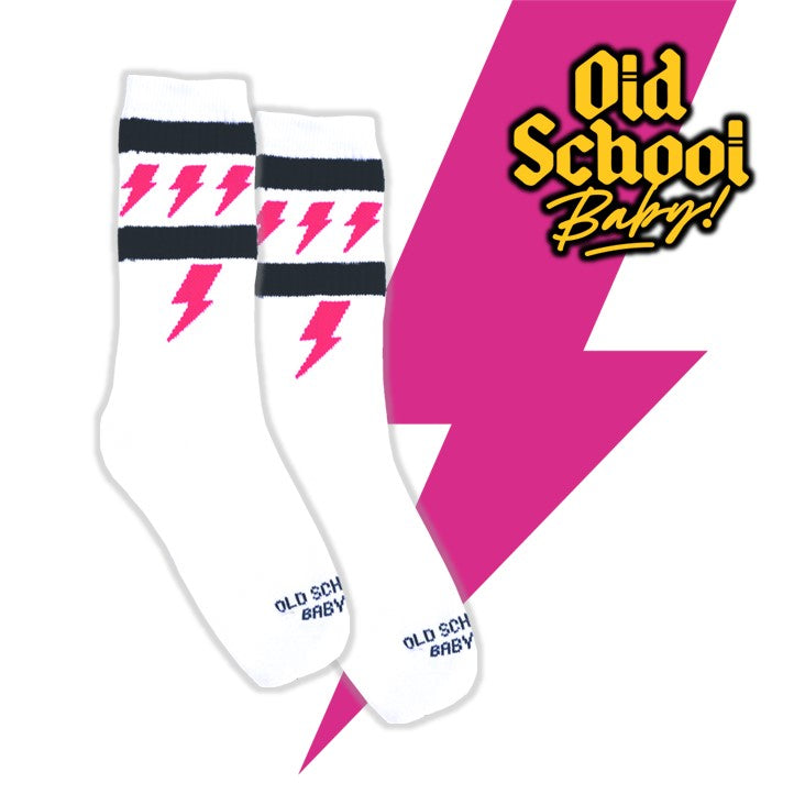 Old School Baby! Thunderstruck Mid High Skate Socks - Lucky Skates