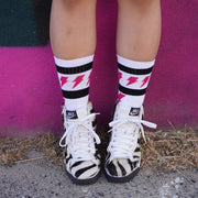 Old School Baby! Thunderstruck Mid High Skate Socks - Lucky Skates